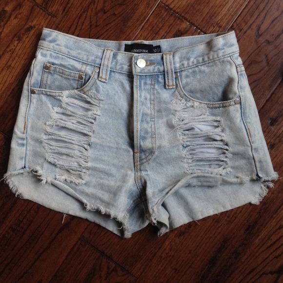 MinkPink Slasher Flick Cut Off Denim Shorts XS