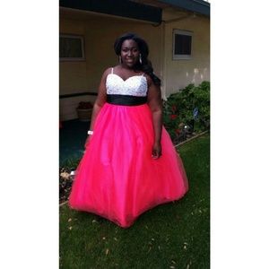 Beaded color block prom dress