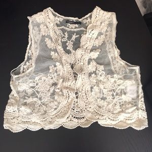 Cream Lace Crop Vest