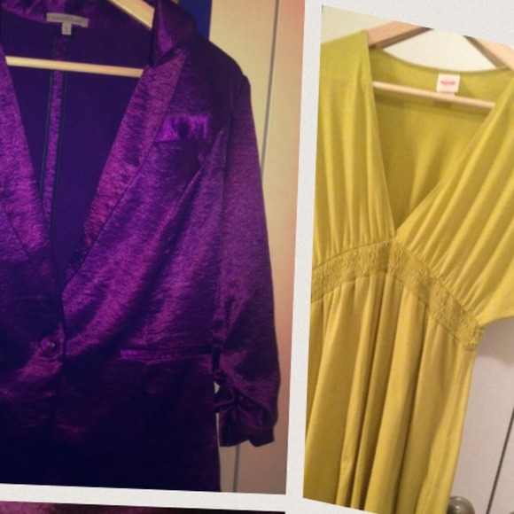Bundle shiny purple blazer/green dress