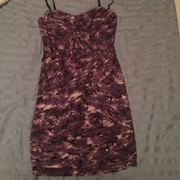Purple guess dress with dripped paint pattern. - Picture 1 of 4