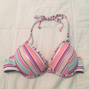 EUC Victoria's Secret Stripe & Metallic Bikini Top