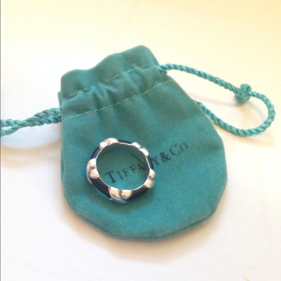 Tiffany & Co. Black enamel X ring