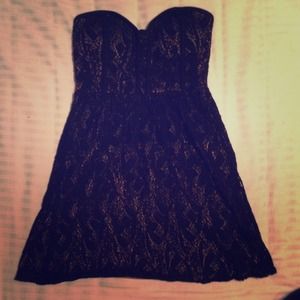 Short and Sassy Black Lace Strapless Dress
