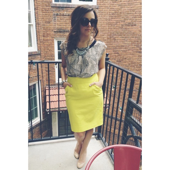 J. Crew Yellow Pencil Skirt