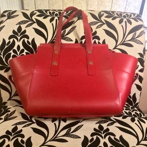 Large Red Italian leather handbag