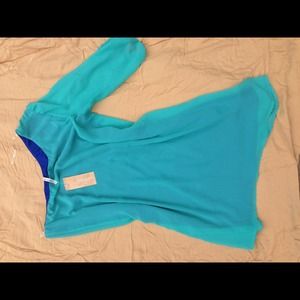 Francesca's one shoulder blue/green dress