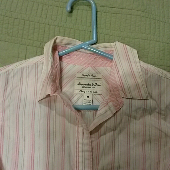 Pink stripe Better-Than-Basic A & F button down - Picture 2 of 2