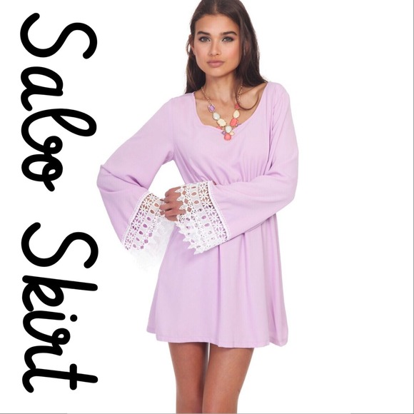 Sabo skirt purple lace/crochet sleeve dress