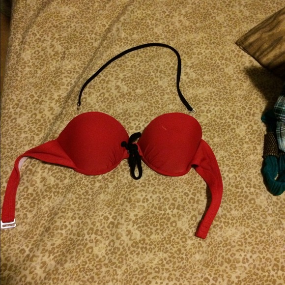 Red and black swim suit