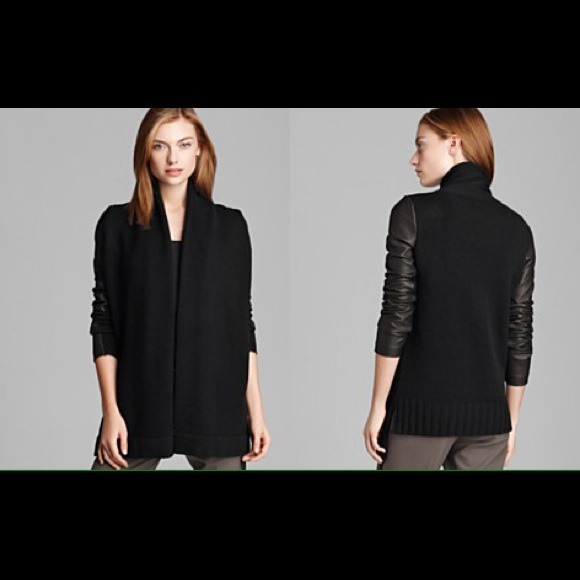 ⛔️SOLD⛔️Vince knit sweater cardigan w/ leather xs