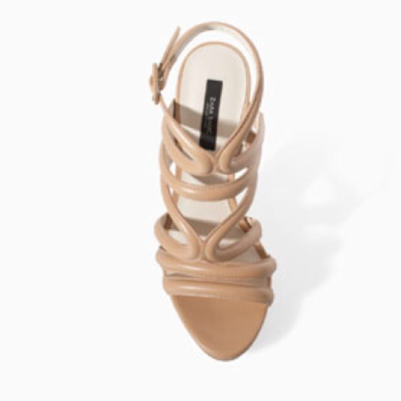 ZARA Nude Strappy Sandals w/ Ankle Strap - Picture 2 of 4