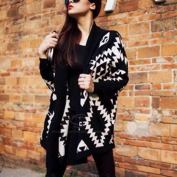 Black and white aztec cardigan