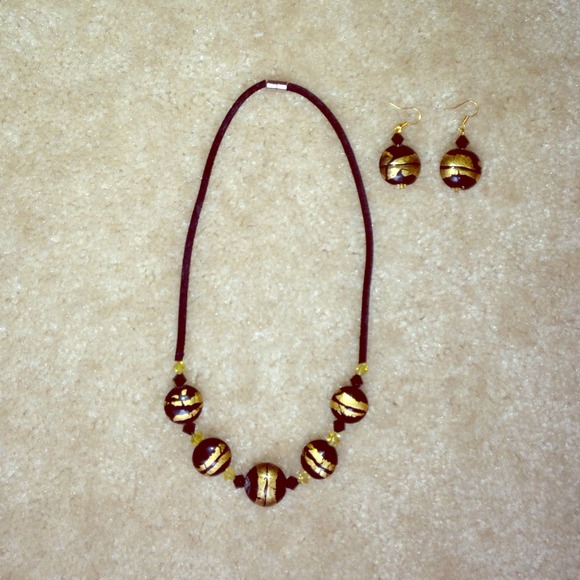 New Necklace and Earrings - Black and Gold!!