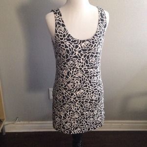 Black and white floral print mini dress