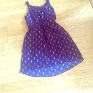 Navy seahorse sleeveless hi/lo dress
