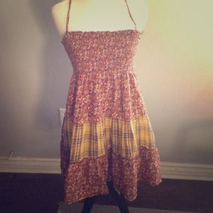 Floral and plaid sun dress