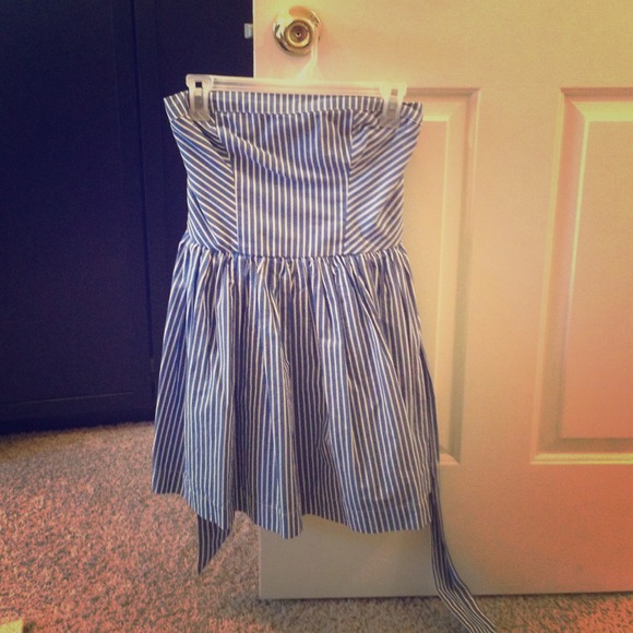 Cute A&F Blue and White Striped Halter Dress