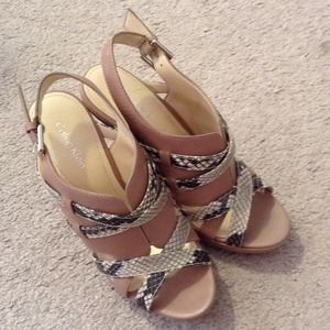 Brand new Calvin Klein snakeskin nude heels