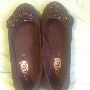 Size 8/9 Rue 21 black bow flats