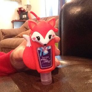 Cute orange and white fox hand sanitizer holder
