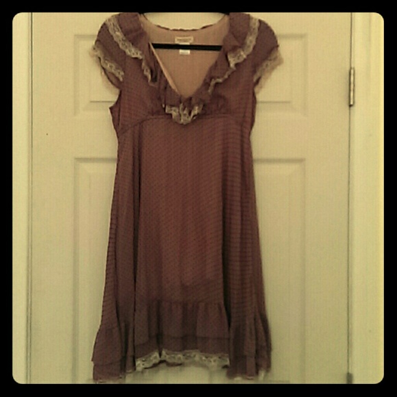 ?? Sheer boho short purple polka dress ??