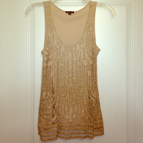 Express Tops - NWOT Express Gold Crochet Top!