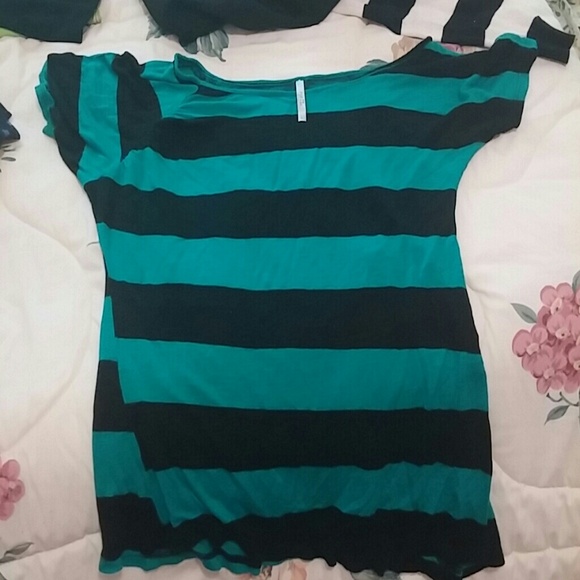 Blueish greenish striped shirt