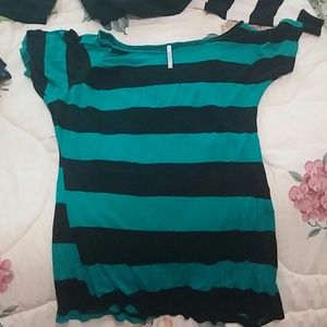 Blueish greenish striped shirt
