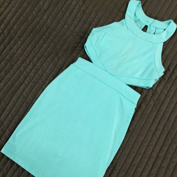 Nasty Gal Bodycon Halter Cut Out Dress in Mint S
