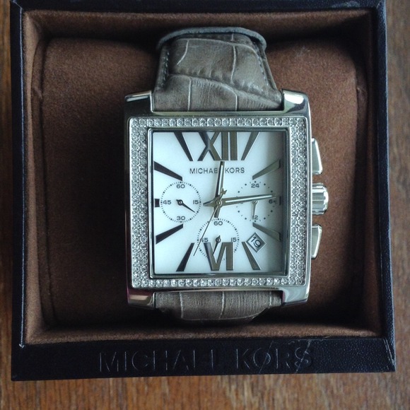 Michael Kors square face leather watch