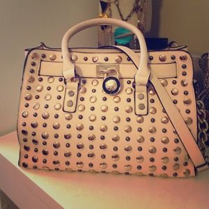 Cream studded inspired Michael Kors style handbag