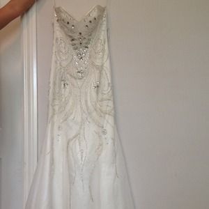 White all sequenced prom dress