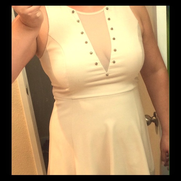 Sexy Beige V Cut Dress
