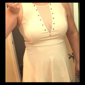 Sexy Beige V Cut Dress
