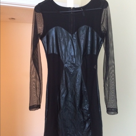 Mesh/faux leather dress