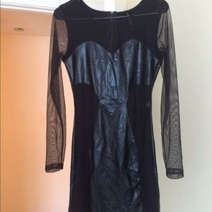 Mesh/faux leather dress