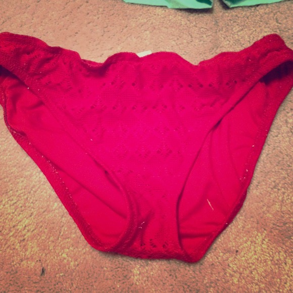 Red crochet bikini bottoms