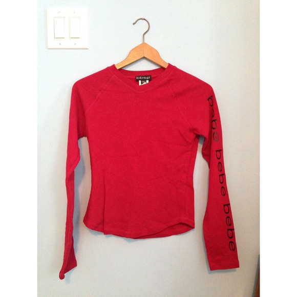 BEBE Red Long Sleeve Top