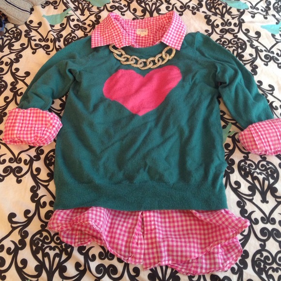 JCREW merino real sweater with pink heart