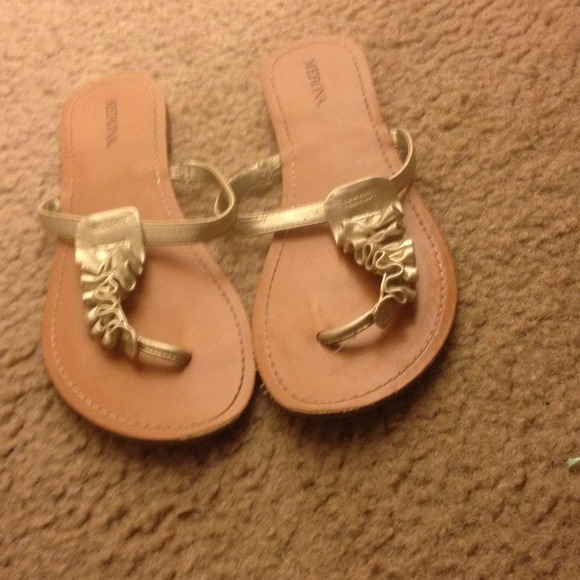 Gold Sandals with ruffles!