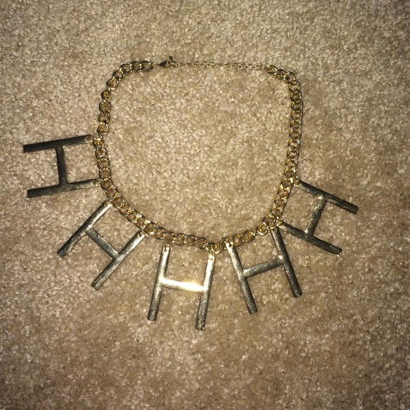 Gold H necklace