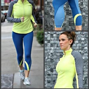 Lululemon run inspire crop II luxtreme blue yellow