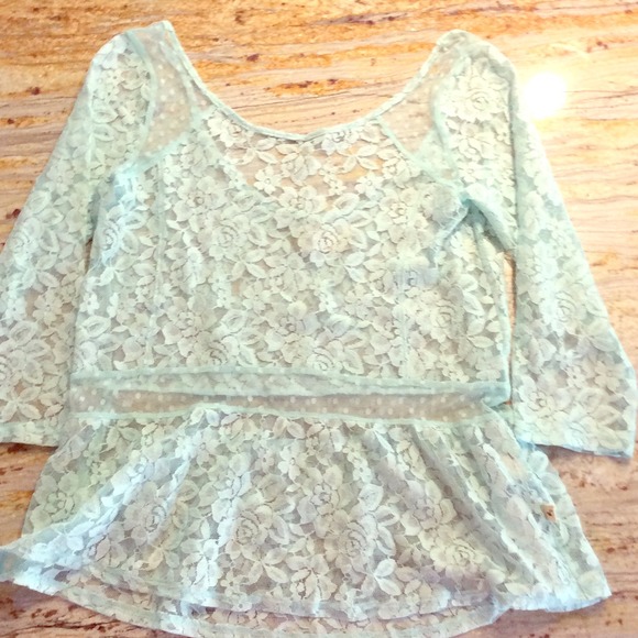 Mint Peplum Lace Hollister top small