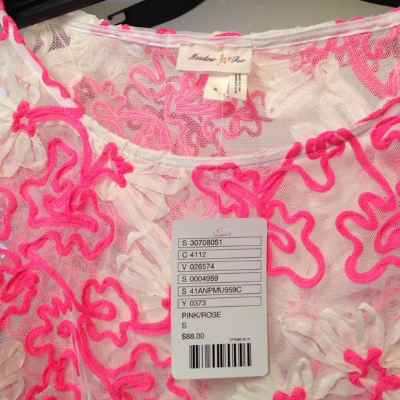 Pink and white sheer anthropologie  top - Picture 2 of 3