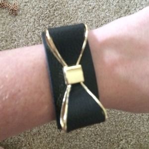 Gold and black leather cuff