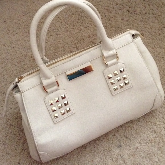 F21 White/Gold Studded Cross Body Bag