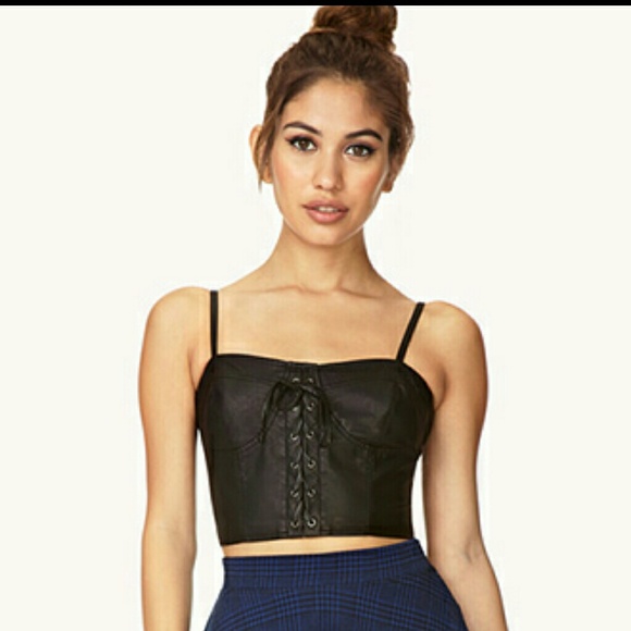 Faux leather crop lop