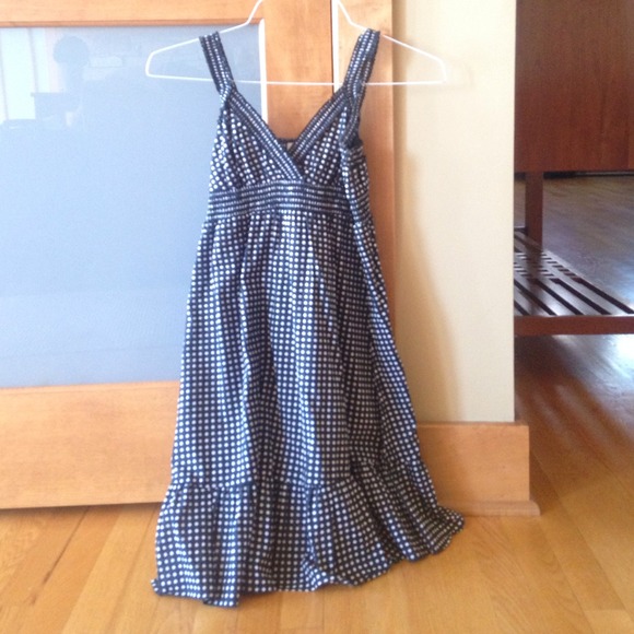 Black and white polka dotted cotton dress