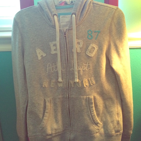 Grey Aeropostale zip up hoodie